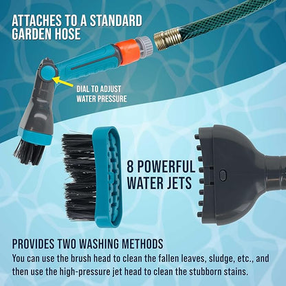U.S. Pool Supply Cartridge Pool Filter Cleaner Tool - Spa Filter Cleaner for Hot Tub Pool, Water Jet Spray Angled Brush Head Cleaning Wand, Clean Dirty Cartridges, Dirt Debris, Garden Hose Connector