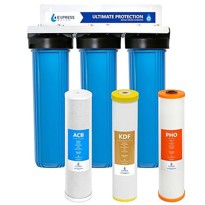 Whole House Water Filter System| Ultimate Protection | 3 Stage Water Purifier Whole Home, Top-Tier Heavy Metal + Anti-Scale Filters, High Reduction in Scale, Chloramine, Chlorine, PFAs, Lead, Arsenic