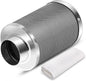 iPower 6 Inch Carbon Filter Odor Control with Australia Virgin Charcoal for Inline Fan Indoor Plants Grow Tent, Reversible Flange, Prefilter Included, 6", Silver