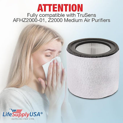 True HEPA + Carbon + Pre-Filter Replacement for AFHZ2000-01 | Fits TruSens Z-2000 Medium Air Purifier -360° 3-Stage by LifeSupplyUSA