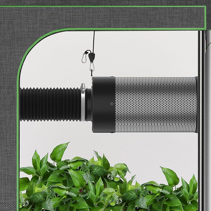 Air Carbon Filter with Built-in Fan, 4 Inch, Australian Virgin Charcoal, Carbon Filter for Grow Tent, Hydroponics, with Speed Control, Prefilter and Hanging Ropes