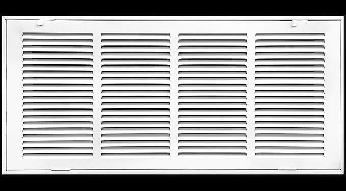 HVAC Premium 24" X 10" Steel Return Air Filter Grille for 1" Filter - Fixed Hinged - HVAC DUCT COVER - Flat Stamped Face - White [Outer Dimensions: 26 5/8" X 12 5/8"]
