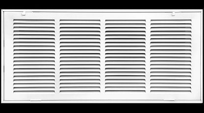 HVAC Premium 24" X 10" Steel Return Air Filter Grille for 1" Filter - Fixed Hinged - HVAC DUCT COVER - Flat Stamped Face - White [Outer Dimensions: 26 5/8" X 12 5/8"]