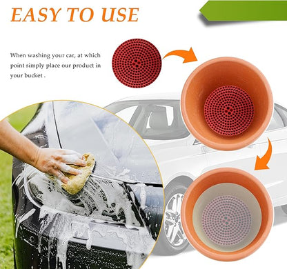 Car Wash Bucket,10.28 Inch Diameter Car Wash Filter for Collecting Sediment & Grit,Universal Essentials Car Cleaning Accessories for Most Cars Trucks SUVs (Red)