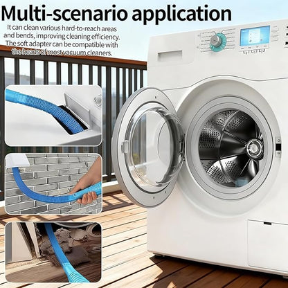 Dryer Vent Cleaner Kit - Universal Vacuum Hose Attachment & Lint Brush, Effectively Clean Clogged Dryer Ducts, Fit Most Vacuums for Dryer, Refrigerator Coils & Behind Appliances (Black)