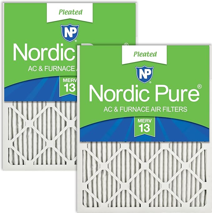 Nordic Pure 16x25x1 (Actual Size: 15 1/2 x 24 1/2 x 3/4) Pleated MERV 13 Air Filters 2 Pack