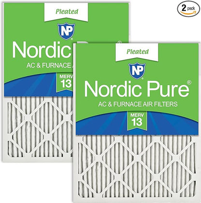 Nordic Pure 18x24x1 (Actual Size: 17 1/2 x 23 1/2 x 3/4) Pleated MERV 13 Air Filters 2 Pack