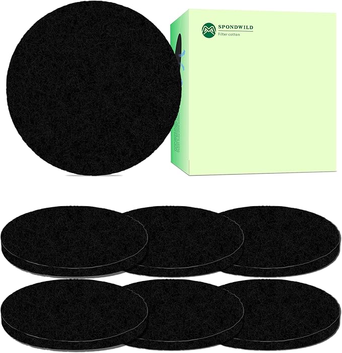 Fiber Cotton Activated Charcoal Compost Filters -7 Pack 7.3 Inch Round Odor Control Replacement for Kitchen Compost Bins, Countertop Compost Bin and Compost Bucket