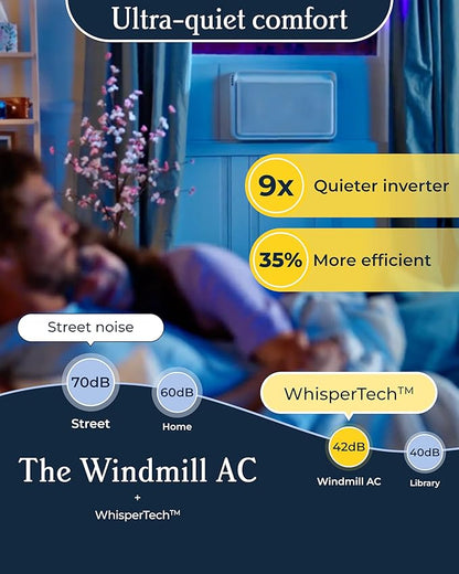 Windmill Window Air Conditioner - Quiet & Smart. Easy Install, Voice-Enabled, Remote & App Control AC Unit - 12,000 BTU Inverter w/WhisperTech