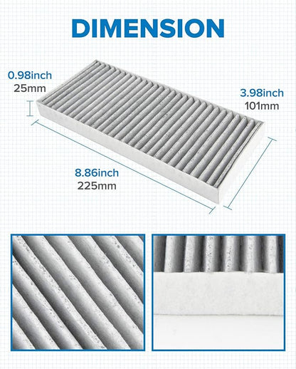 PHILTOP Cabin Air Filter, Replacement for CP388, CF10388, Armada(2005-2015), Titan(2004-2015), NV2500(2012-2014), NV3500(2012-2014), QX56(2004-2010), ACF010, Includes Activated Carbon, Pack of 2