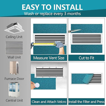 Reusable Air Filters 20x30-Cut to Size Furnace Filter,MERV 6 High Air Flow Air Filter material for AC,Home & RV,Washable Replacement Air Conditioner with 24 Hook Tabs (Actual 20x30x0.5 in.)