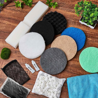 31 Pcs Compatible with Fluval Fx4/Fx5/Fx6 Replacement Filter Media, 3 Foam Block, 3 Carbon and 3 Water Polishing Pad, 2 Bio-sponge 3 Filter Pads, 3 Carbon, 9 Nitrite/Phosphate/Ammonia Remover