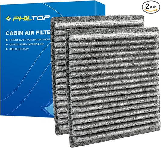 PHILTOP Cabin Air Filter w/Activated Carbon, Compatible with CF10547 Ford Edge 2007-2015, Lincoln MKX 2007-2016, Mazda CX-9 2007-2015, Carbon Filter Up Dust Pollen Odor, Pack of 2