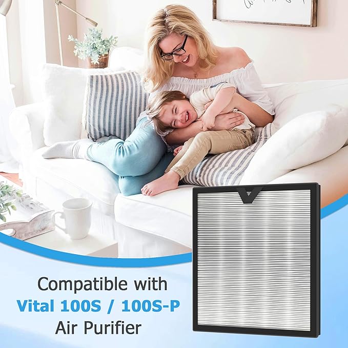 Vital 100S 𝐖𝐚𝐬𝐡𝐚𝐛𝐥𝐞 Replacement Filter Fit for Levoit Vital 100S / 100S-P Air Purifier, H13 HEPA with High-Efficiency Activated Carbon, Part # Vital 100S-RF