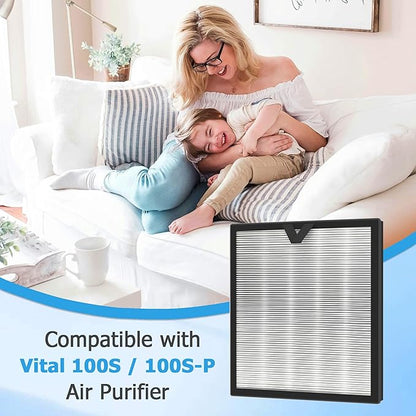 Vital 100S 𝐖𝐚𝐬𝐡𝐚𝐛𝐥𝐞 Replacement Filter Fit for Levoit Vital 100S / 100S-P Air Purifier, H13 HEPA with High-Efficiency Activated Carbon, Part # Vital 100S-RF