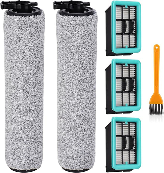 3831 Crosswave Roller Brush Filter Replacement for Bissell Crosswave 3831/HF2/3845N/3847/3848 Wet Dry Vaccum Cleaner Accessory, 2 Roller Brush,3 HEPA Filter Crosswave Replacement Parts Accessories