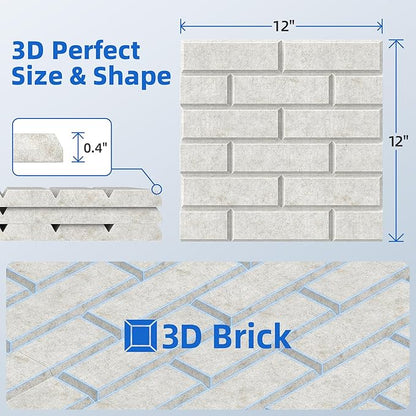20 Pack Acoustic Panels with Self Adhesive, 12" X 12" X 0.4" High Density Sound Proof Foam Panels for Walls, Soundproof Wall Panels, Brick Sound Absorbing Panels for Home Studio Office Decor Ivory Tan