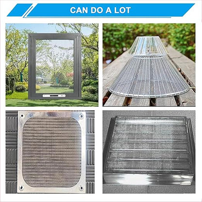 Stainless Steel Mesh Screen 20Mesh 304, 15.7" x 147" (40x375cm) Metal Mesh Screen, Rust Free Fine Wire Mesh Roll, 1mm Hole Easy to Cur For Vent Mesh, Window Screen, Filters, Cage, Garden Covers