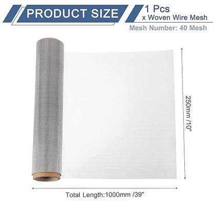 uxcell 40 Mesh 39" x 10" Woven Wire Mesh, 316 Stainless Steel Air Vent Filter Screen, Window Screen Mesh for DIY Projects Vents Cover Filtration Animals Fence