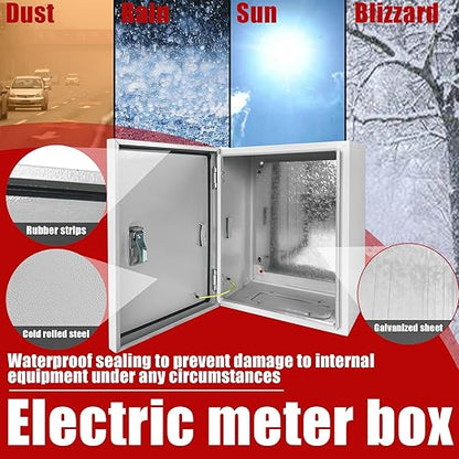 Electrical Box 16 x 12 x 8 Inch Indoor Outdoor Electrical Enclosure Box Steel Junction Box Wall Mounted Universal Electrical Project Box with Safety Locks and Mounting Plates
