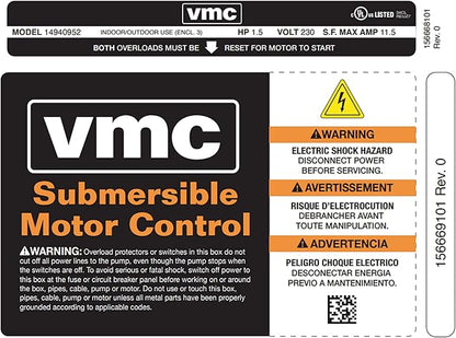 Red Lion RLCB15-230 1.5-HP 230-Volt VMC Control Box for Submersible Well Pump, Grey, 640222
