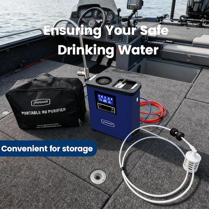 Purewell® K8680 RO Water Purifier System,10-Stage RV Portable Water Filtration Survival with UV,Desalination Rate Reaches 95%,Survival Gear Purification for Drinking,Team Camping，Travel(Blue)