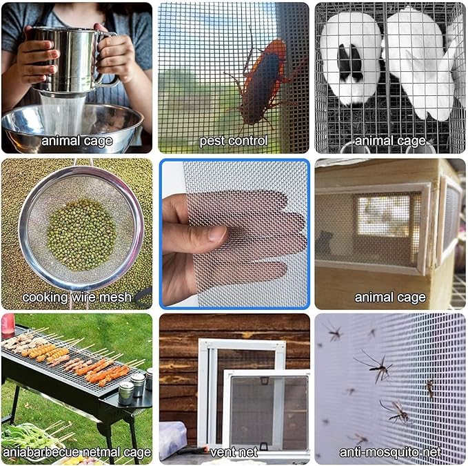 Generic 304 Stainless Steel Screen - 20 Mesh - 1.1Mm Hole Drain Cover Mesh - Durable Metal Filter Roof Vent/Kitchen/Garden Cover Net,Silver,1.2x6m(45x235inch)