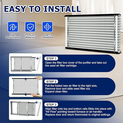 2-Pack 413 Filter Replacement Compatible with AprilAire Whole House Air Purifiers,Models 1410,1610,2410,2416,3410,4400,MERV 13 16x25x4 Pleated HVAC AC Furnace Filter