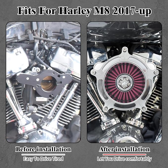 HDBUBALUS Motorcycle CNC Spike Air Cleaner Air Filter Intake System Filter (D-For M8 Touring 17-23,Trike 17-25,Softail 18-24)