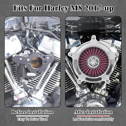 HDBUBALUS Motorcycle CNC Spike Air Cleaner Air Filter Intake System Filter (D-For M8 Touring 17-23,Trike 17-25,Softail 18-24)