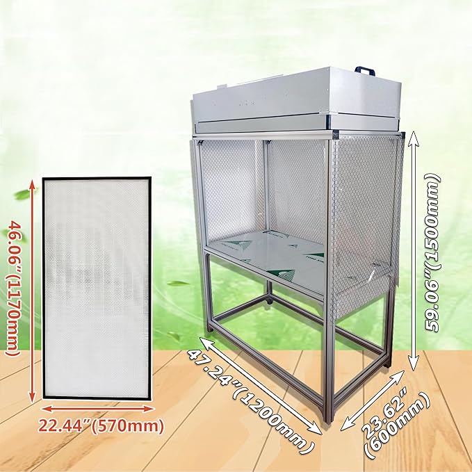 INTSUPERMAI Vertical Laminar Flow Hood Air Flow Clean Bench Workstation with HEPA Aluminum Blade Fan Rated Air Volume 706cfm Dust Free Room Workshop for Dust Free Work Operatiom 110V