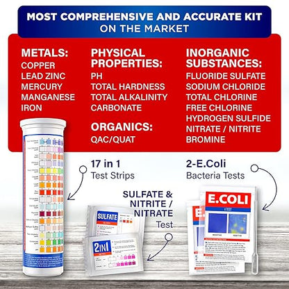 All-New 20 in 1 Drinking Water Testing Kit 120 Strips, Home Tap and Well Water Test Kit for Hardness, Lead, Iron, Copper, Chlorine, Fluoride