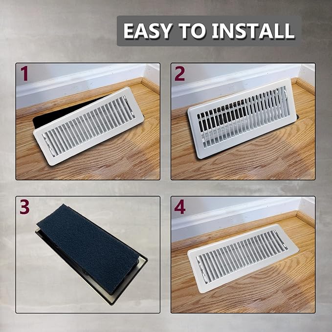 Carbon Filter 4" x 12" Activated Charcoal Air Vent Floor Heater Pre-Filter Sheet Work in Home Air Purifier, Register, Ceiling 4 x 12 Inch 6-Pack (Black) Hoctsom