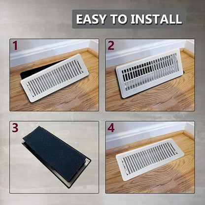 Carbon Filter 4" x 12" Activated Charcoal Air Vent Floor Heater Pre-Filter Sheet Work in Home Air Purifier, Register, Ceiling 4 x 12 Inch 6-Pack (Black) Hoctsom