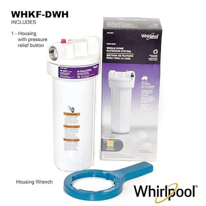 Whirlpool 10" x 2.5" Whole House Water Filter Housing, WHKF-DWH, Stainless Steel 3/4" Inlets, NSF Certified, Filter Not Included, Replacement Filter GD05, WHWC, WHSW, WHPL