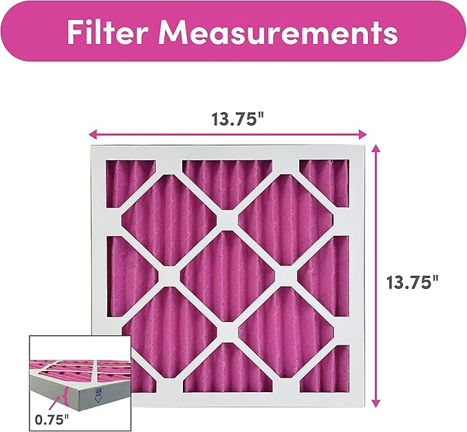 Colorfil 14x14x1 Air Filter (2-Pack) | Made in the USA | Color Changing | Remove Cat and Dog Odor | MERV 8 for Pet Hair Dander and Dust | 13.75"x13.75"x0.75" Exact Size