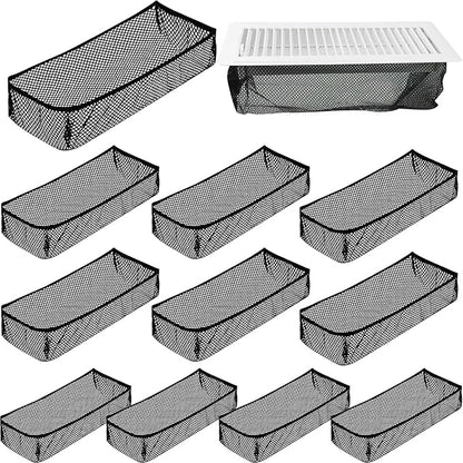 12 PCS Floor Register Traps 4 x 10 Inch Air Vent Filter Mesh Catcher Black Vent Nets for Home Floor Vent Screen Net Elastic Band Floor Air Vent Mesh Keeps Bugs, Pet Hair, Food Out