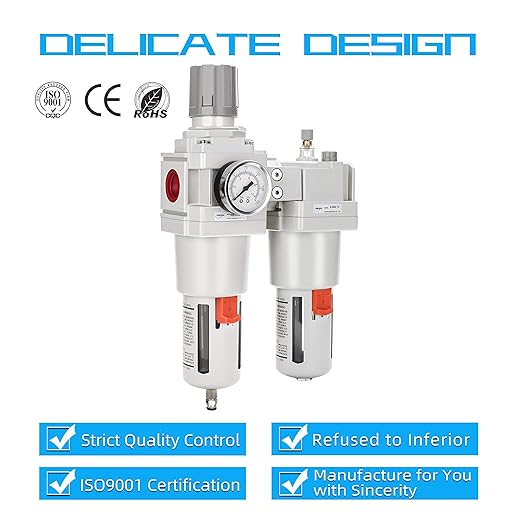 NANPU 1" NPT Compressed Air Filter Regulator Lubricator Combo (FRL) Water/Oil Trap Separator - Gauge(0-150 psi), 5 Micron Brass Element,Poly Bowl, Semi-Auto Drain, Metal Bracket