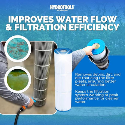 SWIMLINE HYDROTOOLS Cartridge Filter Cleaner Tool | 10-Nozzle Jet Spray Head | Adjustable Pressure & Toggle On/Off | Quick Connect Garden Hose Adapter | For Pool & Spa Filters | ¾-Inch Hose Compatible