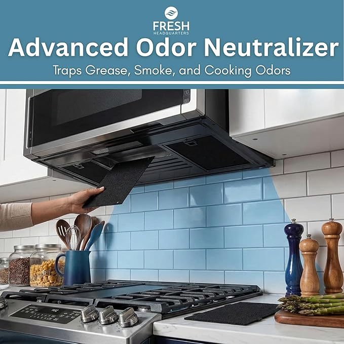 2-Pack Activated Carbon Charcoal Microwave Hood Filters - Pre-Cut 10" x 7.21" Microwave Hood Filters - Compatible w/Whirlpool WML55011 & KitchenAid Low‑Profile Models, Made in USA