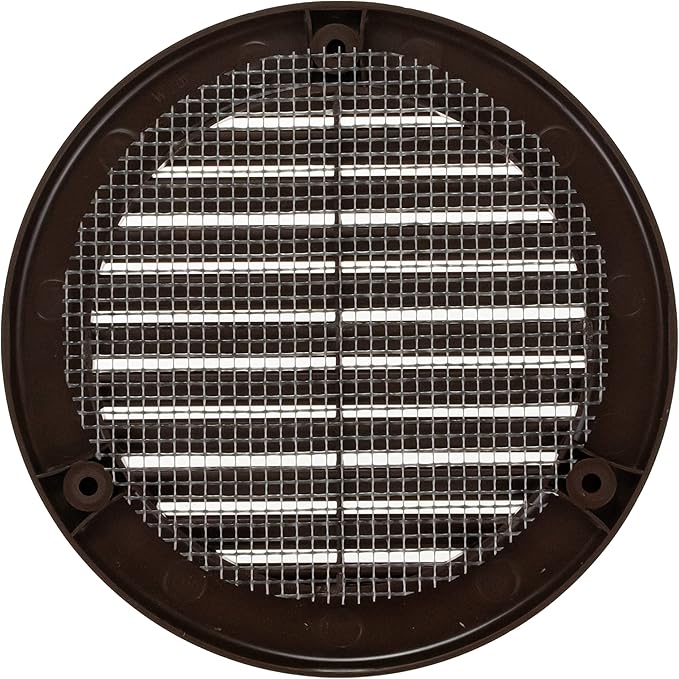 Vent Systems 4" Inch (Opening Dimensions) - Pack of 10 - Brown Soffit Vent Cover - Plastic Round Air Vent Grille - Built-in Mesh Screen - HVAC Register Louver for Bathroom, Home, Kitchen