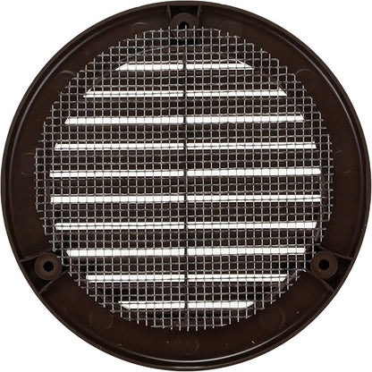 Vent Systems 4" Inch (Opening Dimensions) - Pack of 10 - Brown Soffit Vent Cover - Plastic Round Air Vent Grille - Built-in Mesh Screen - HVAC Register Louver for Bathroom, Home, Kitchen