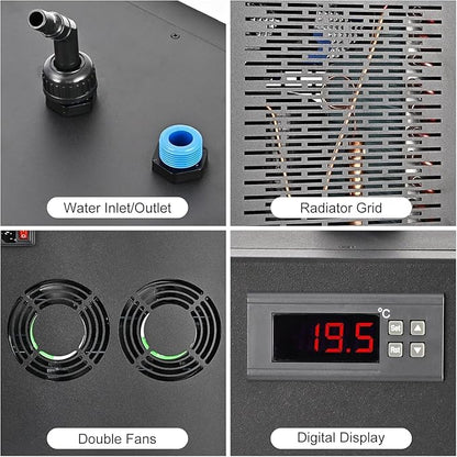 Water Chiller for Cold Plunge 79 Gal, 1/3 HP Aquarium Chiller, Cooling System with Quiet Pump and 3M Pipe for Fish Tank, Hydroponics, Freshwater Saltwater Fish, Coral, Shrimp, Jellyfish, 110V, 300ml