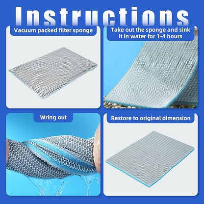 AQUANEAT Aquarium Filter Sponge 8-Layer Filter Media Pad, Cut-to-Size Foam Floss for Fish Tank Sump Pond (16" x 12" x 0.6")