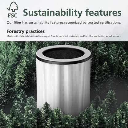 P60 Replacement Filters for YARIKI/TPLMB P60 Air Purifier, for Vhoiu KJ50 Air Purifier, 3 Layer Filtration with Nylon Pre-Filter, HEPA Filter & Carbon Filter, 4 Pack