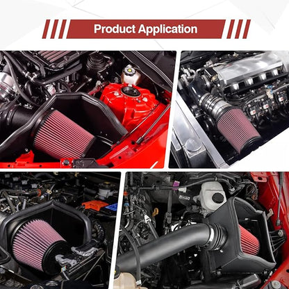 Universal Clamp On Air Intake Filter fits 3 In /3.5 In /4 In Three Different Size, Cone Air Intake Filter（Red）