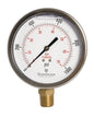 4" Oil Filled Pressure Gauge - Stainless Steel Case, Brass, 1/2" NPT, Lower Mount Connection, 0-1,000PSI