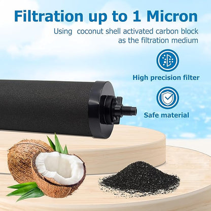 Water Filter Replacement for Berkey® BB9-2 Black Activated Carbon Filters, Compatible with Berkey® Gravity Water Filter System, Pack of 4