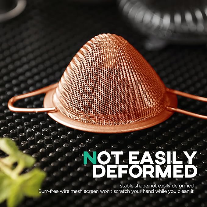 Homestia Fine Mesh Strainer for Kitchen, 304 Stainless Steel Cocktail Sieve Sifters for Food, Liquid Strainer Cup for Food, Drinks, Tea, Rice, Oil, Coffee, Juice, Flour, Fruits, Vegetables (Rose Gold)