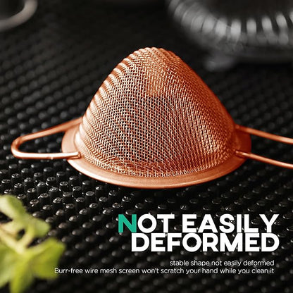 Homestia Fine Mesh Strainer for Kitchen, 304 Stainless Steel Cocktail Sieve Sifters for Food, Liquid Strainer Cup for Food, Drinks, Tea, Rice, Oil, Coffee, Juice, Flour, Fruits, Vegetables (Rose Gold)